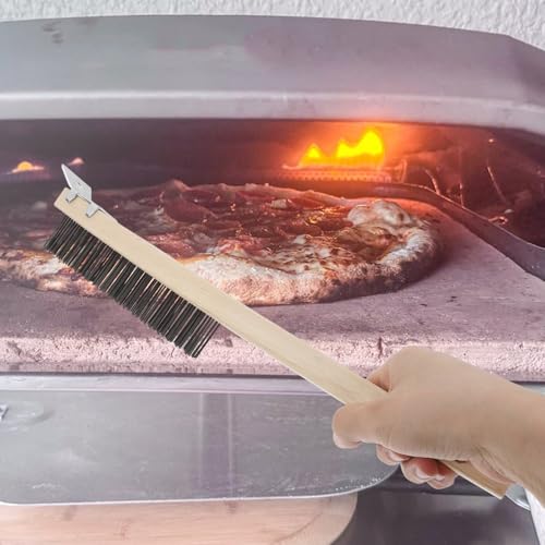 Cepillo de Alambre para Horno de Pizza SHINEOFI con Mango de Madera 5