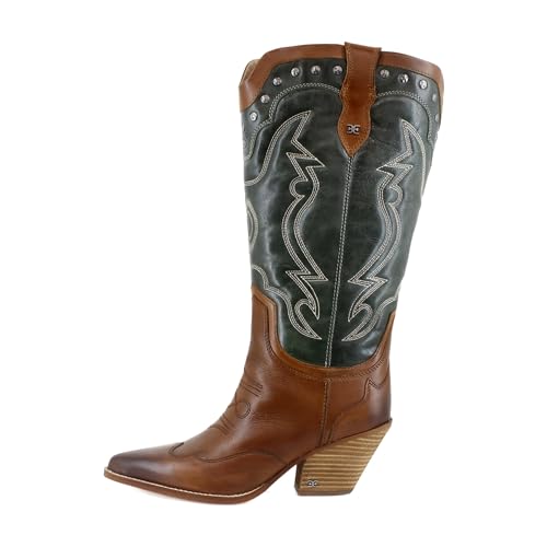 Image of Sam Edelman James Wide Calf Women's Boots Green /Copper Leather Size 7.5 M