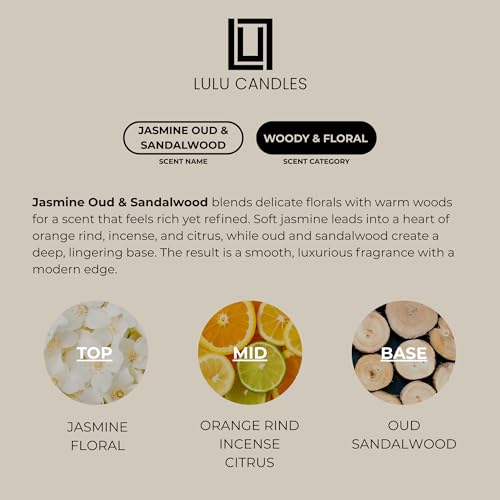 Lulu Candles | Jasmine, Oud & Sandalwood | Luxury Scented Soy Jar Candle | Hand Poured in The USA | Highly Scented & Long Lasting (9 Oz.) - Image 5