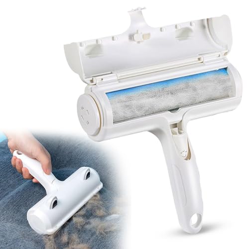 SAWA Reusable Pet Hair Remover Roller Self Cleaning Hair Removal Brush with Built-In Fur Bin for Cat & Dog Hair on Couch Furniture Car Carpet & Clothes Portable Multi-Surface Fur Removal Tool