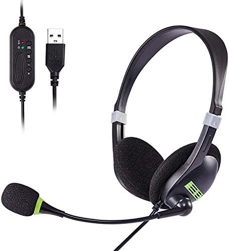Headset PC,Gaming Headset,USB Headset mit Mikrofon Noise Cancelling & Lautstärkeregler, Ultraleichtes und Komfortables Headset, geeignet für Telefonkonferenzen, Spielestimmen, Online-Kurse usw