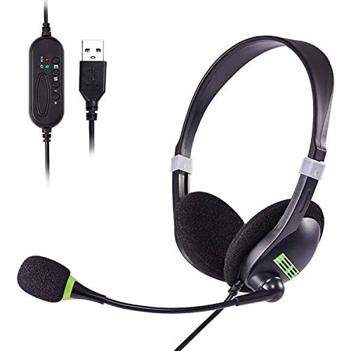 Headset PC,Gaming Headset,USB Headset mit Mikrofon Noise Cancelling & Lautstärkeregler, Ultraleichtes und Komfortables Headset, geeignet für Telefonkonferenzen, Spielestimmen, Online-Kurse usw