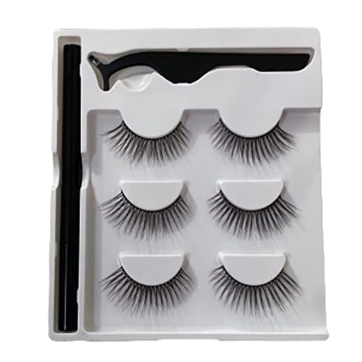 3 Pares de Cílios Magnéticos 3D com Caneta Delineadora