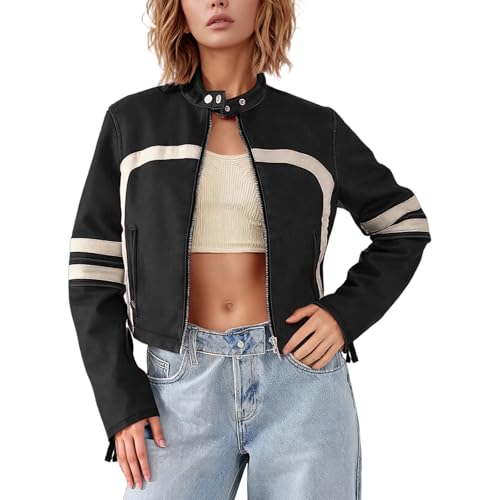 Blouson Femme Veste Femme Veste En Jean Blanche Vetement Hiver Manteau Cintrée Bombers Femmes Brodée Bouclette Noir Mi Saison Simili Cuir Marron Brodées...