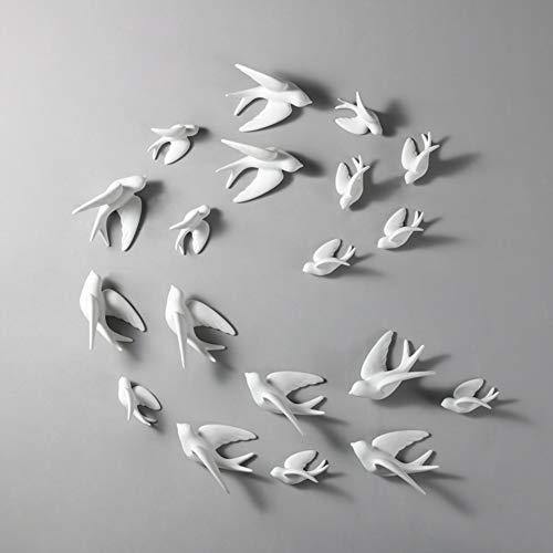 Dorlotou Set Of 6 White Ceramic Birds Doves Sparrows Swallows Wall Mounted Decor Hanging For Bedroom Livingroom Garden Wall Sculptures #TOP2
