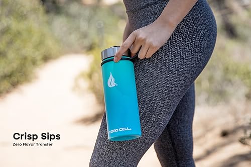 Image of HYDRO CELL Stainless Steel Insulated Water Bottle with Straw - For Cold & Hot Drinks - Metal Vacuum Flask with Screw Cap and Modern Leakproof Sport Thermos for Adults (Teal /Blue 18oz)