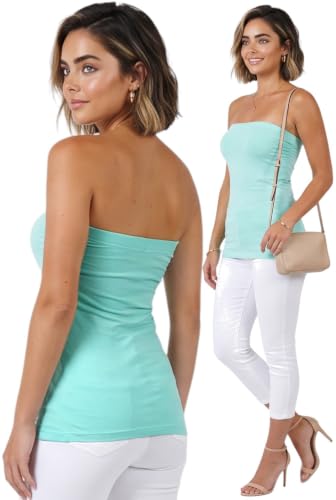 Image of ToBeInStyle Women's Cotton-Spandex Blend Stretchy Tube Top