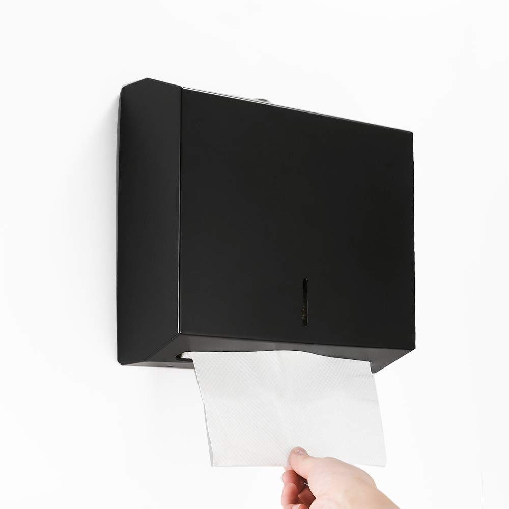 Matowy czarny uchwyt na papier toaletowy - naścienny dozownik chusteczek uchwyt na ręczniki ze stali nierdzewnej klasy handlowej wieszak na ręczniki papierowe akcesoria łazienkowe