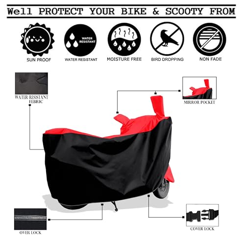 Image of Two Wheeler - Bike - Bike Cover for New 2025 Honda CB 125 Hornet Bike Body Cover with Water Resistant - Dust Proof Fabric Red Stripe