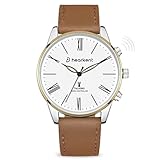 Hearkent Herren Sprechende Uhr,Senioren/Blinde Armbanduhr mit Deutscher Stimme,Sprechende Uhren mit großem Zifferblatt für sehbehinderte Menschen,Laut und Deutlich,Modisch und elegant(Braun)