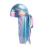 HADM Silky Durags for Men/Womens Waves Cap,Extra Long-Tail Holographic Headwraps for 360 Waves …