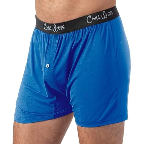 Chill Boys Performance Boxers -Cool Comfortable Men's Boxer Shorts. Soft Anti-Chafing Underwear for Men. Tagless Boxers (Blue, LG) Cover
