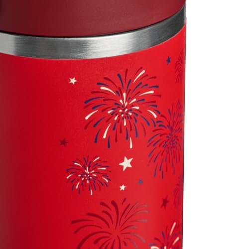 Image of STANLEY IceFlow 2.0 Flip Straw Tumbler with Handle 30 oz | Twist On Lid and Flip Up Straw | Leak Resistant Water Bottle | Insulated Stainless Steel | BPA-Free | Chili Red Fireworks