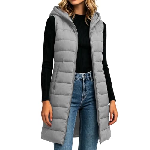 Gumipy Women Puffer Vest Long Hooded Quilted Vest Sleeveless Puffer Jacket - image 5
