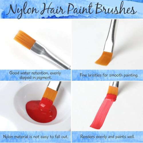 Image of Halobios Paint Brushes Set for Acrylic Painting, 30 Pcs Art Paint Brush Flat Acrylic Painting Brush, Nylon Paint Brushes for Kids Adults Oil Watercolor Rock Painting Body Face Nail Art