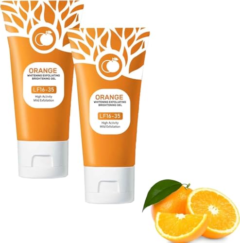 Gel exfoliante naranja – Crema de alivio de enfriamiento instantáneo, exfoliante natural suave pero eficaz para piel radiante, limpiador exfoliante nutritivo profundo para cara y cuerpo (2 unidades
