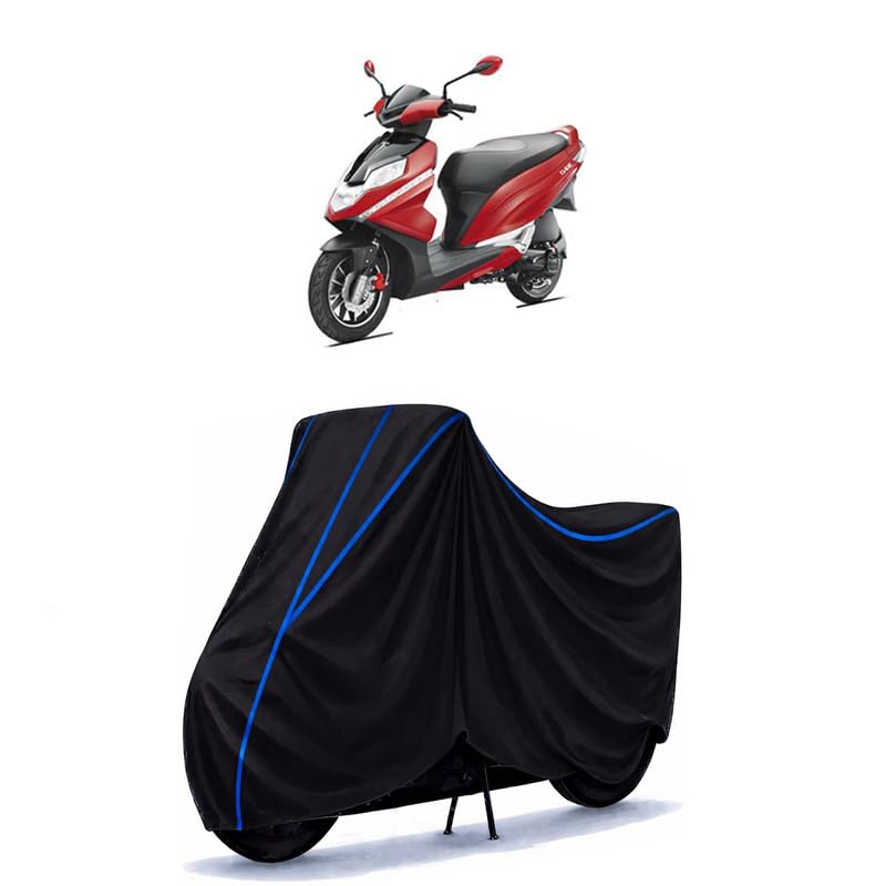 Image of Scooty Cover Water Resistant for Dare BS6 | Universal Scooter & Bike Cover | Heavy Duty UV Dust, Rain & Scratch Protection | Elastic Fit All Weather Indoor Outdoor | Black with Blue Piping