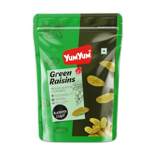 Image of Yum Yum Pure Raisins Seedless /Kishmish, 500g Pouch, Source Of Potassium, Premium Dry Fruits, Green Raisins