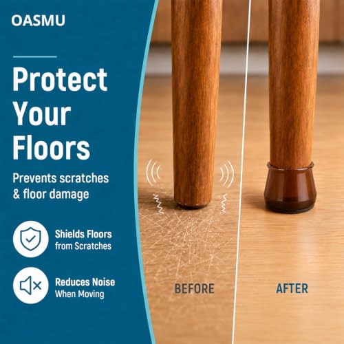 Image of 32 Pcs Silicone Chair Leg Floor Protectors for Hardwood Floors, Brown Felt Bottom Chair Leg Covers, Free Moving Table Leg Covers, Stool Leg Protectors Caps(Large fit : 1.3'' - 2'') (Pack of 2)