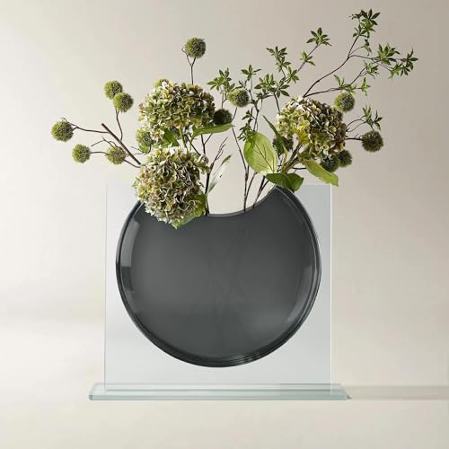 Z Gallerie Ellipse Charcoal Glass Vase Modern Abstract Sculptural Decor