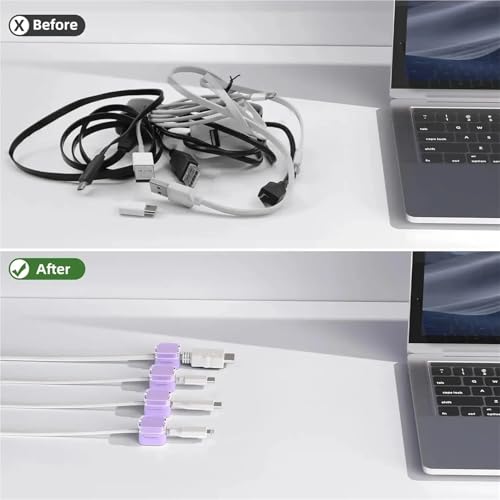 6pcs Clips Magnéticos para Cables - Soporte Ajustable para Cordones para Organización Eficiente de Cables Bajo Escritorio y Cables de Teclado (Naranja) miniatura 4