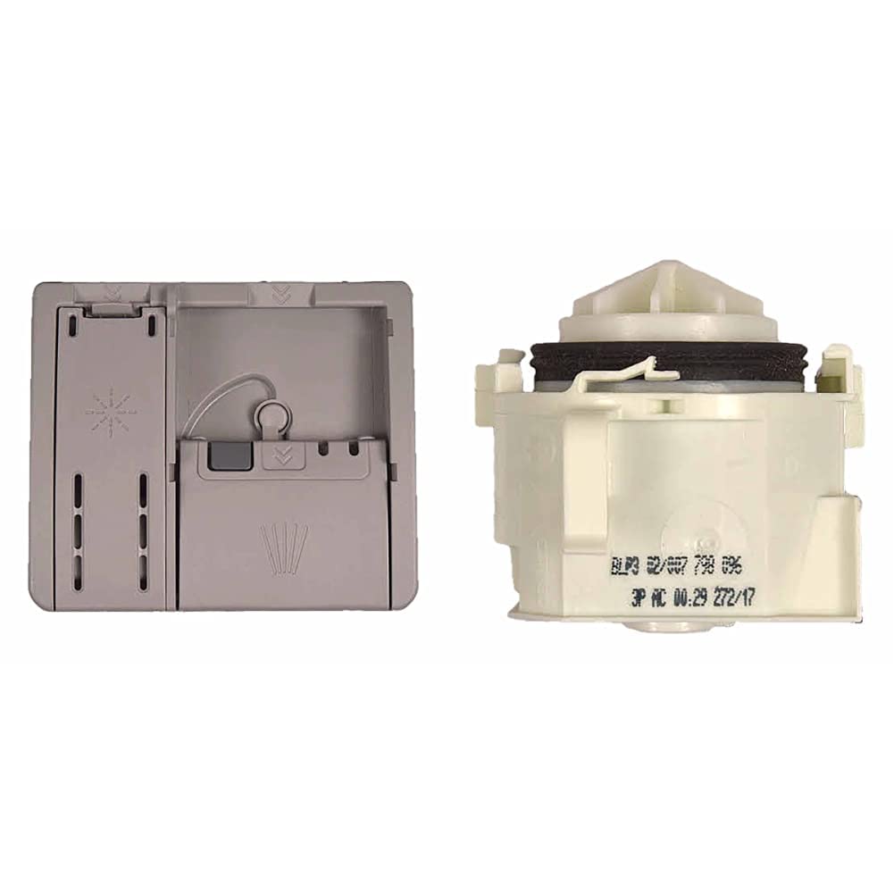 Bosch 12008380 Dispensador de detergente para lavavajillas Gris 00631200 Bomba de drenaje para lavavajillas Blanca