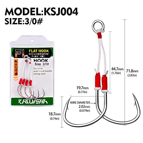 HNHYNSY Angelhaken 1Pack Langsame Schmuckhaken 1/0 2/0 3/0 4/0 Hoher Kohlenstoffstahl Doppel-Jig Fishhooks unterstützen… – Bild 3