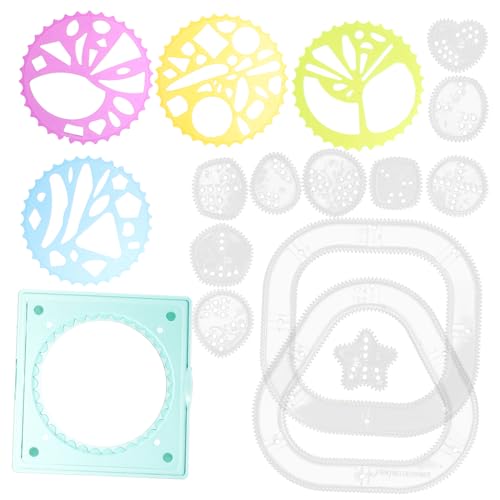 SHINEOFI 2juegos Espirógrafo Plantillas De Dibujo para Estudiantes Reglas De De Colores Plantillas para DIY Huecas para Flores y Plantas para De Arte Escolar