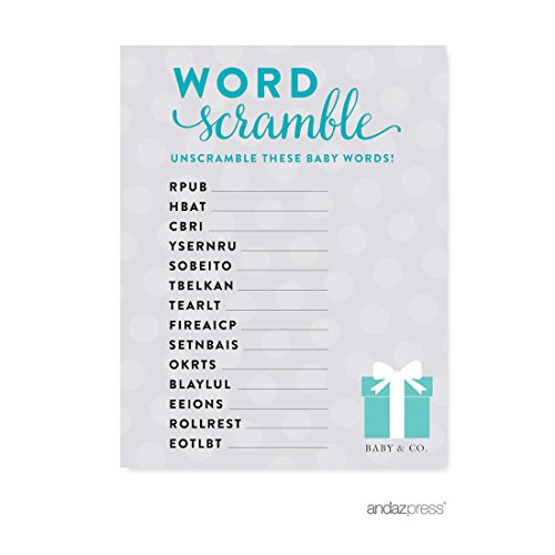 Andaz Press Baby & Co. Baby Shower Collection, Word Scramble Game Cards, 20-pack