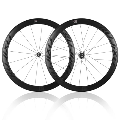 Rouge,50MM,Paire De Roues De Vélo De Route 700C C/V/Frein sur Jante 30/40/50 Mm Jantes De Vélo À Double Paroi Roues Avant Et Arrière avec Moyeu en Carbone...