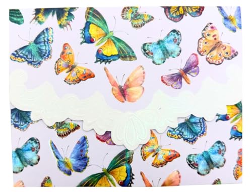 Image of Poster Foundry Butterfly Boxed Note Cards by Carol Wilson. 10 embossed 4x5 Die-Cut Notecards and Matching Envelopes in Decorative Gift Box with Magnetic Flap. NCP2503