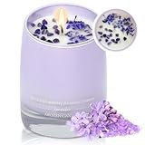 AROZEN Lavender Vanilla Scented Soy Candle with Amethyst Crystal & Dried Flowers - 10oz Natural Wax 55H Burn, Aromatherapy Gifts for Women Mother's Day Birthday Home Spa Decor (Purple Stone Jar)​