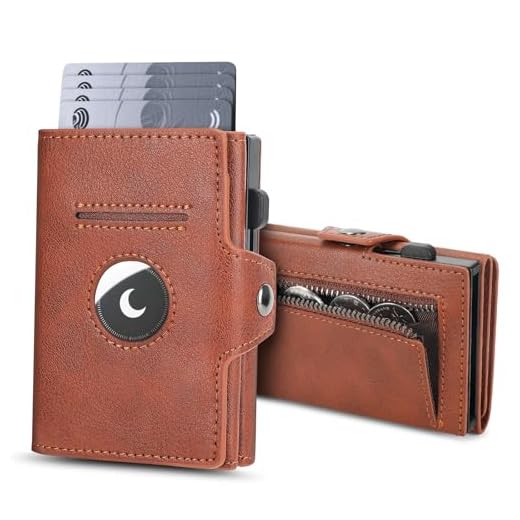 BAIGIO AirTag Carteras para Hombre con Monedero, Tarjetero Hombre con Bloqueo RFID para 8 Tarjetas, Billeteras para Hombres Carteiras Porta Cartoes Homem Smart Wallets for Men con Caja Regalo, Marrón