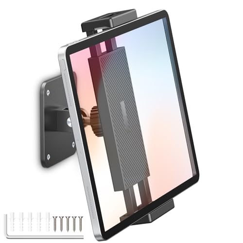 Urmust Support Mural en Aluminium pour Tablette iPad réglable à 360° Compatible avec iPad, iPhone, Galaxy, Tab, Kindle Fire HD, Switch Toutes Les tablettes...