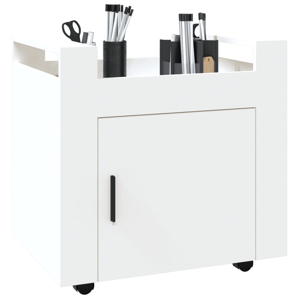 INLIFE Carro de oficina blanco, 60 x 45 x 60 cm, material de madera, blanco, 19,4 kg