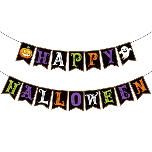Image of OHOME Halloween Decorations - Happy Halloween Banner | HALLOWEEN Party Decorations for Indoor Outdoor - Trunk or Treat Backdrop Garland for Outside | Hanging Party Favors Supplies for Birthday