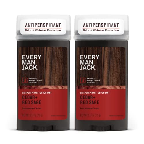 Every Man Jack Men’s Cedar + Red Sage Antiperspirant Deodorant - Stay Fresh With Antiperspirant Men’s Deodorant - Odor Crushing, Long Lasting, Plant-Based, And No Harsh Chemicals - 2.6 Oz - 2 Pack #TOP21