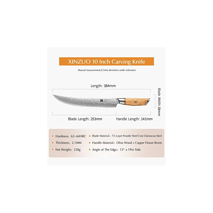 XINZUO-10-Inch-Butcher-Breaking-Knife-Damascus-Steel-Carving-KnifeMulti-Purpose-Sharp-Slicing-Knife-Kitchen-KnifePowder-Steel-Core-Chef-Knife-Professional-BBQ-Cutlery-KnifeOlive-Wood-Handle XINZUO 10 Inch Butcher Breaking Knife Damascus Steel Carving Knife,Multi Purpose Sharp Slicing Knife Kitchen Knife,Powder Steel Core Chef Knife Professional BBQ Cutlery Knife,Olive Wood Handle