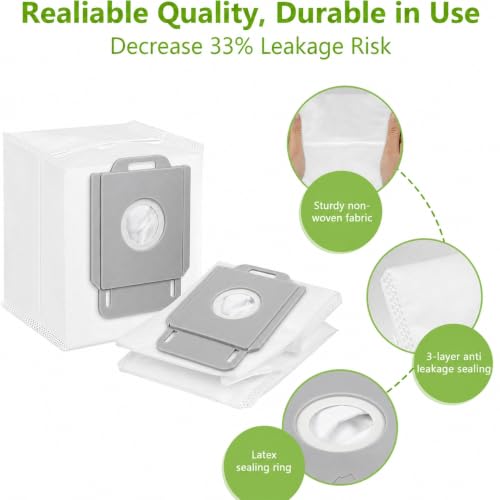 Image of KGC 12 Pack Vacuum Bags for iRobot Roomba is j Series Robot Vacuum | Replacement Bags Fits i1+,i3+,i4+,i6+j6+,i7+j7+,i8+,s9+,Multi-Layer Filtration Disposable Dust Bags