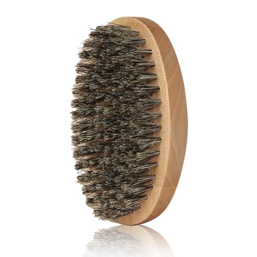 Brosse à barbe ovale avec poils de sanglier pour l'entretien quotidien de la barbe, utilisable avec tous les baumes et huiles à barbe
