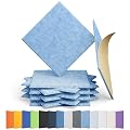 Amantech 12 Pack Acoustic Panels Self Adhesive Sound Proof Foam, High Density Sound Acoustic Panel, 12X12X0.4 Inch Square Panels in Home, Office, Reccording Room, Studio,and more(Light Sky Blue)