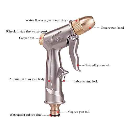 Pistola de agua de alta presión Boquilla ajustable de metal Jardinería Riego Manguera de lavado de autos Pistola de agua Pulverizador de latón Venta directa Pistola de agua de alta presión (Color : Y