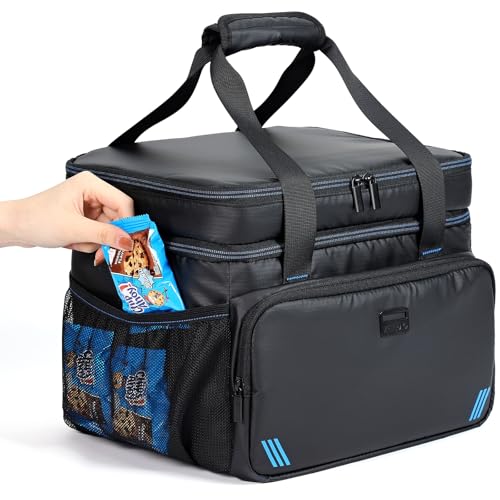 ZEEMO Soft Cooler Bag, Insulated Lunch Box, 19 L Ice Chest, Double Leakproof Layers, Waterproof and Collapsible Case for Work Outdoor Trip, Large Size, Black