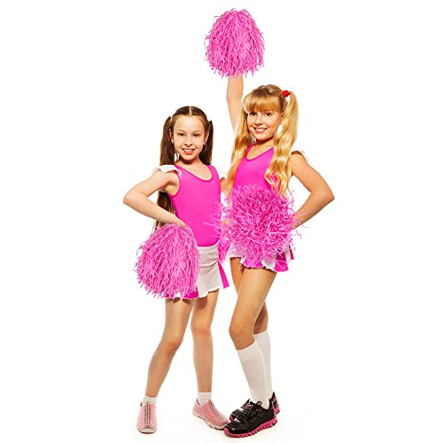 XIPEGPA 18PCS Cheerleading Pom Poms Plastic Cheerleader Pom Poms for Sports Squads Dancing Party Football Basketball Spirit Sports Stage Performance Celebration (Pink)