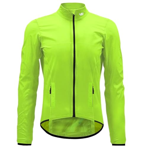 Wulibike Fahrradjacke Herren Windbreaker wasserdichte leichte verpackbare Jacke mit Taschen und reflektierenden Streifen Grün L