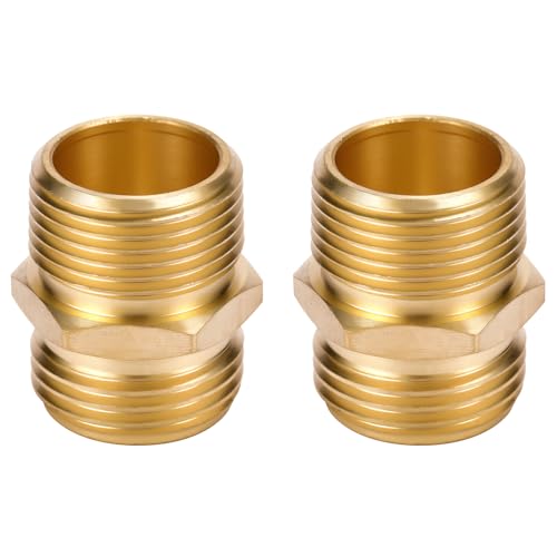 2 Pack 3/4" GHT to 3/4" NPT Male Connector, Brass Garden Hose Fitting, Male Hose Adapter - Thumbnail 5