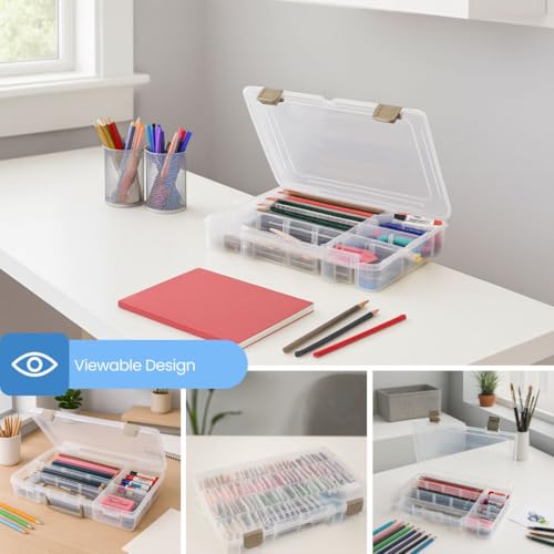 Image of ArtBin 4006AB Medium Solutions Box with Dividers, Art & Craft Organizer, [1] Plastic Storage Case, Clear