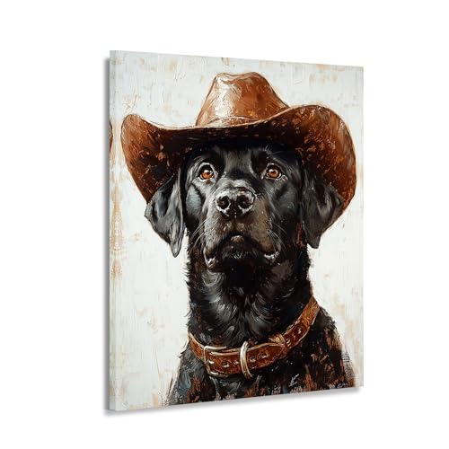 Toile murale motif chien cowboy pour sublimer un grand mur vide