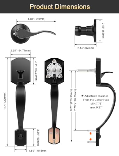 Image of Tinewa Camelot Trim Lower Half Handleset, Matte Black Finish, Upgated Entry Door Handle with Accent Wave Door Lever for Electronic Keypad with Drop Interior Left Handed Lever