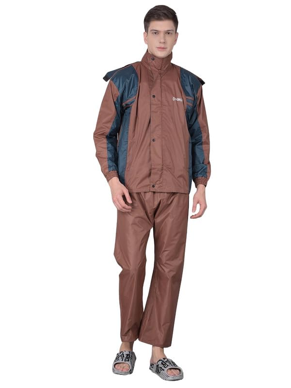 Image of Dollar Rainguard Men's PVC Full Sleeve Solid Reversible Raincoat Set with Adjustable Hood and Pocket